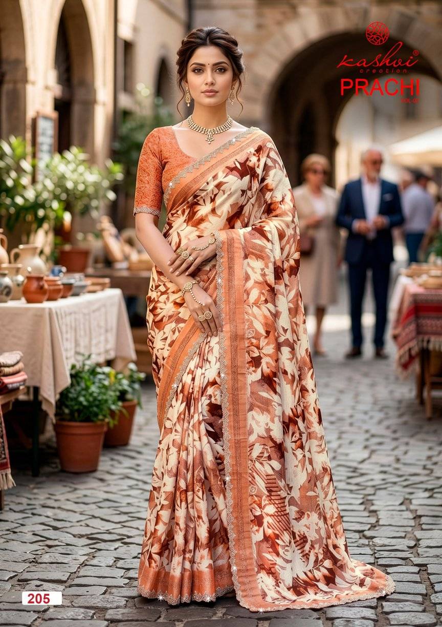 PRACHI VOL. 2 By KASHVI CREATION 201 To 208 Series Indian Traditional Wear VISCOSE sarees At Wholesale Price